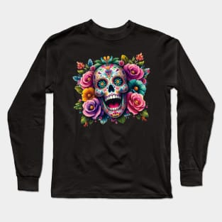 Sugar Skull Art - Bouquet of Bones Long Sleeve T-Shirt